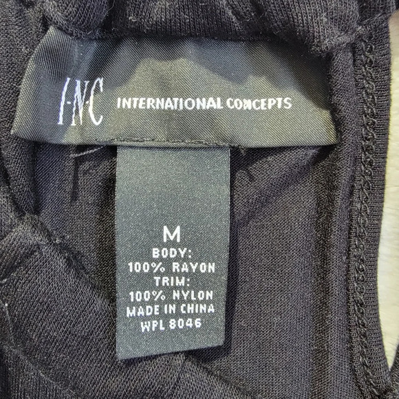 INC International Concepts Black Knit Halter Fuschia 3D Embroidered Ribcage M - Picture 7 of 10